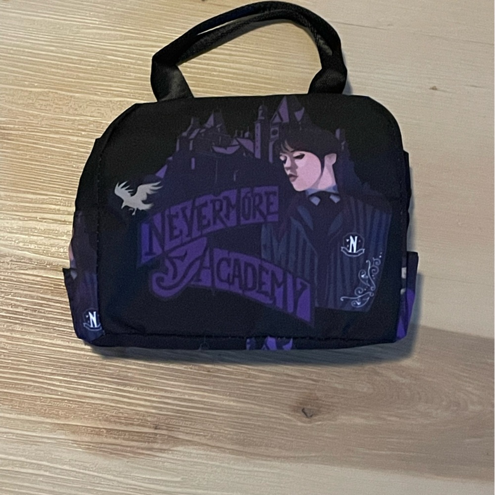 Wednesday Addams TV Show Striped Nevermore Academy insulated lunch box bag tote